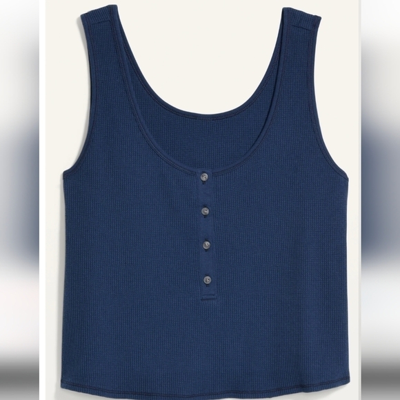 XXL - Old Navy | Thermal-Knit Cropped Henley Tank Top - Picture 2 of 4